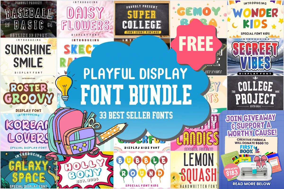 免费获取字体包 Playful Fun Display Font Bundle[Windows、macOS][$473→0]