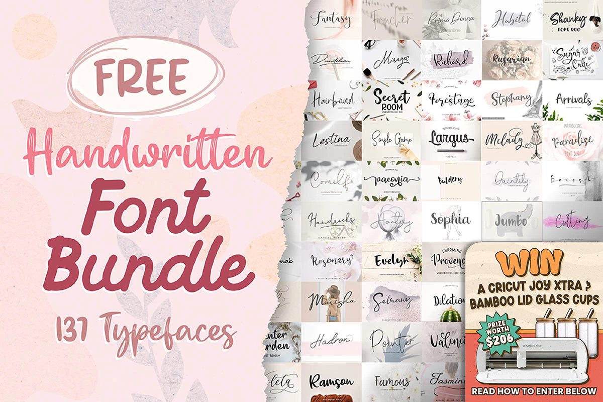 免费获取字体包 Handwritten Font Bundle[Windows、macOS][$1549→0]