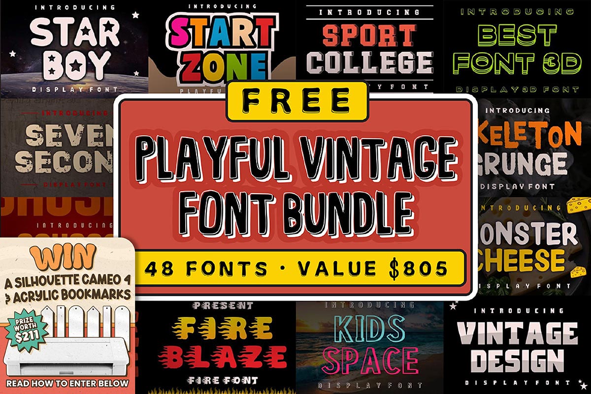 免费获取字体包 Playful Vintage Font Bundle[Windows、macOS][$805→0]