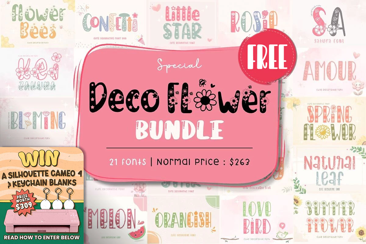 免费获取字体包 Special Deco Flower Font Bundle[Windows、macOS][$263→0]