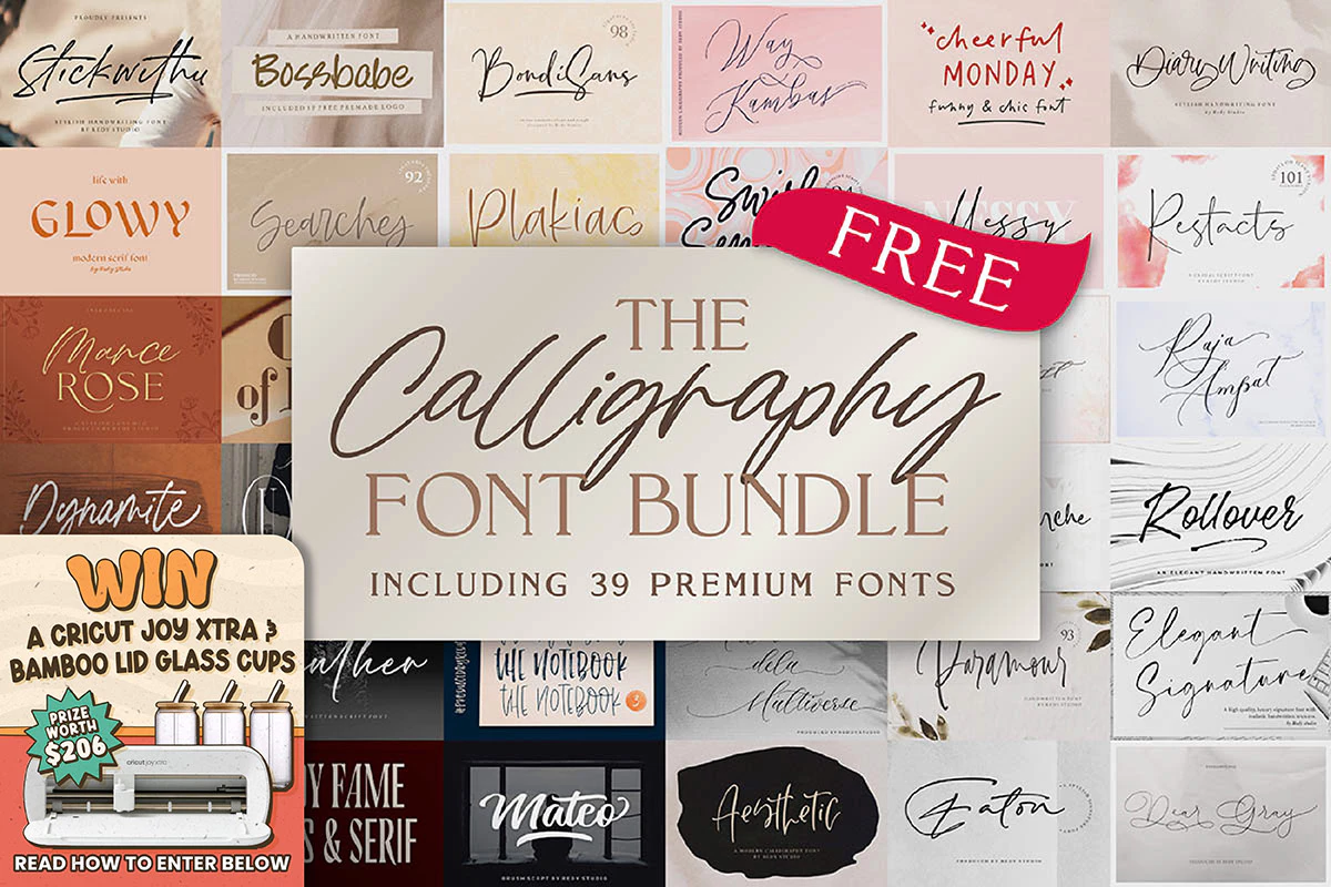 免费获取字体包 The Contemporary Calligraphy Font Bundle[Windows、macOS][$206→0]