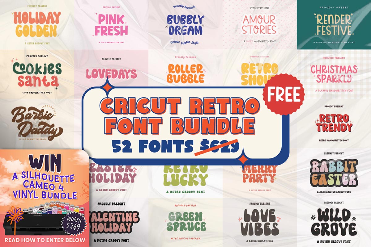 免费获取字体包 Cricut Retro Font Bundle[Windows、macOS][$629→0]