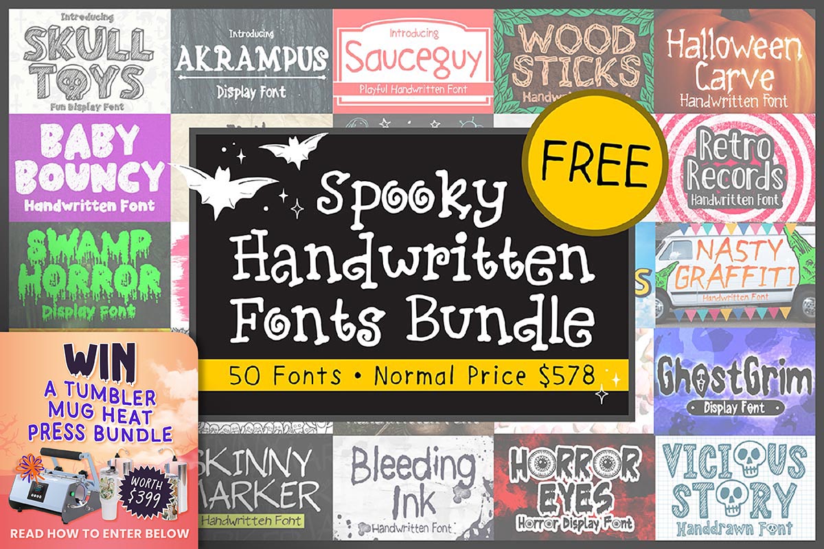 免费获取字体包 Spooky Handwritten Fonts Bundle[Windows、macOS][$578→0]