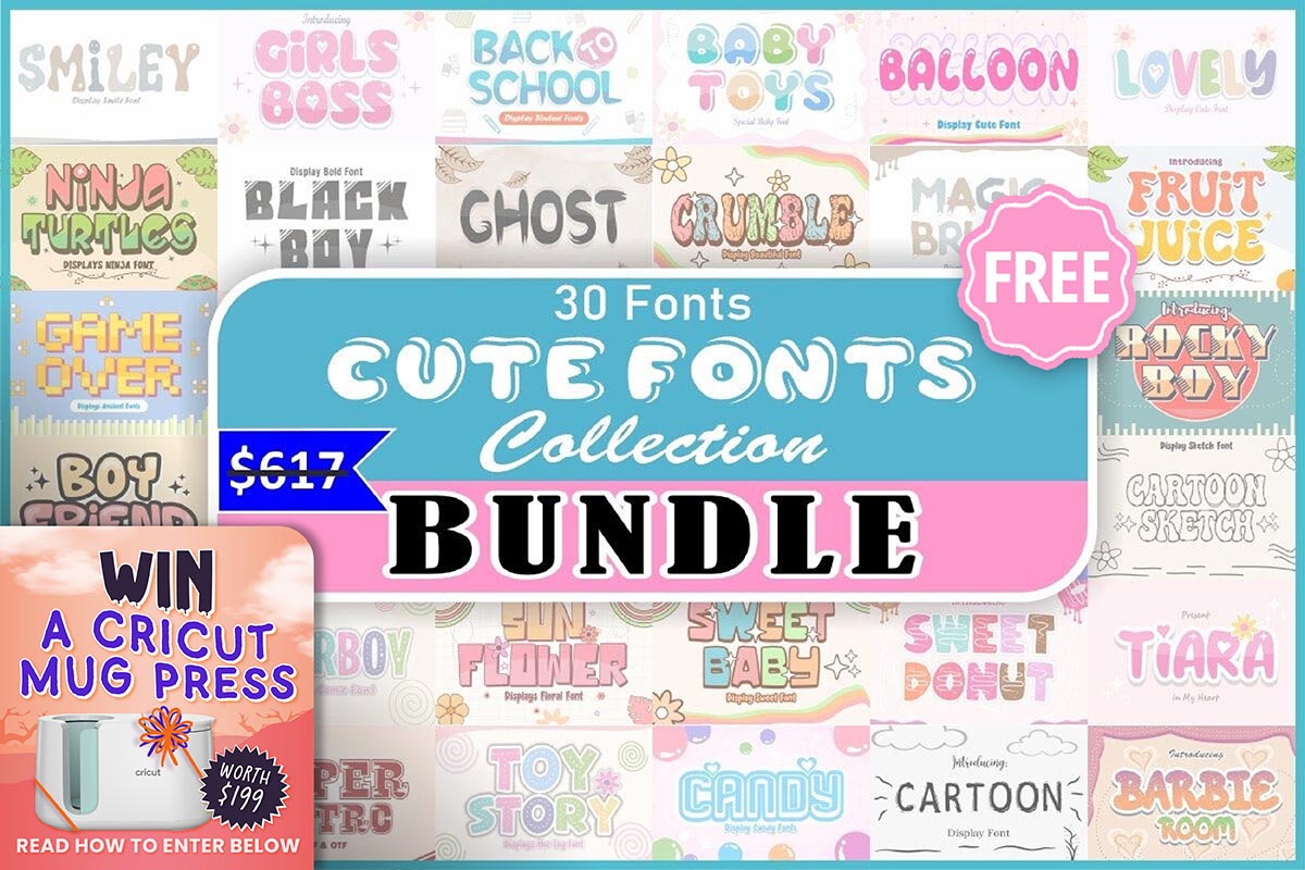 免费获取字体包 Cute Fonts Bundle[Windows、macOS][$617→0]