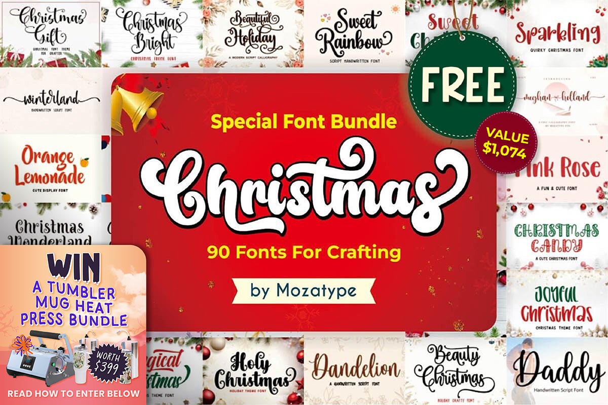 免费获取字体包 Special Christmas Font Bundle Vol.2[Windows、macOS][$1074→0]