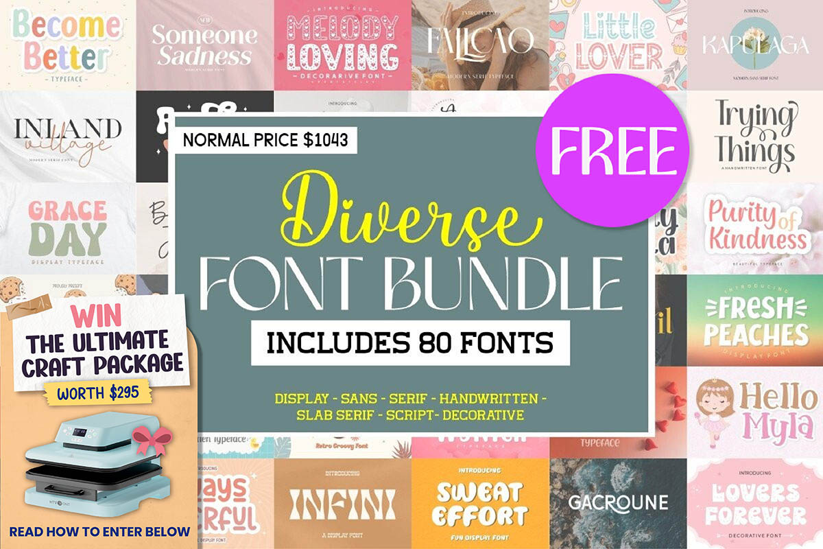 免费获取字体包 Diverse Font Bundle[Windows、macOS][$1043→0]