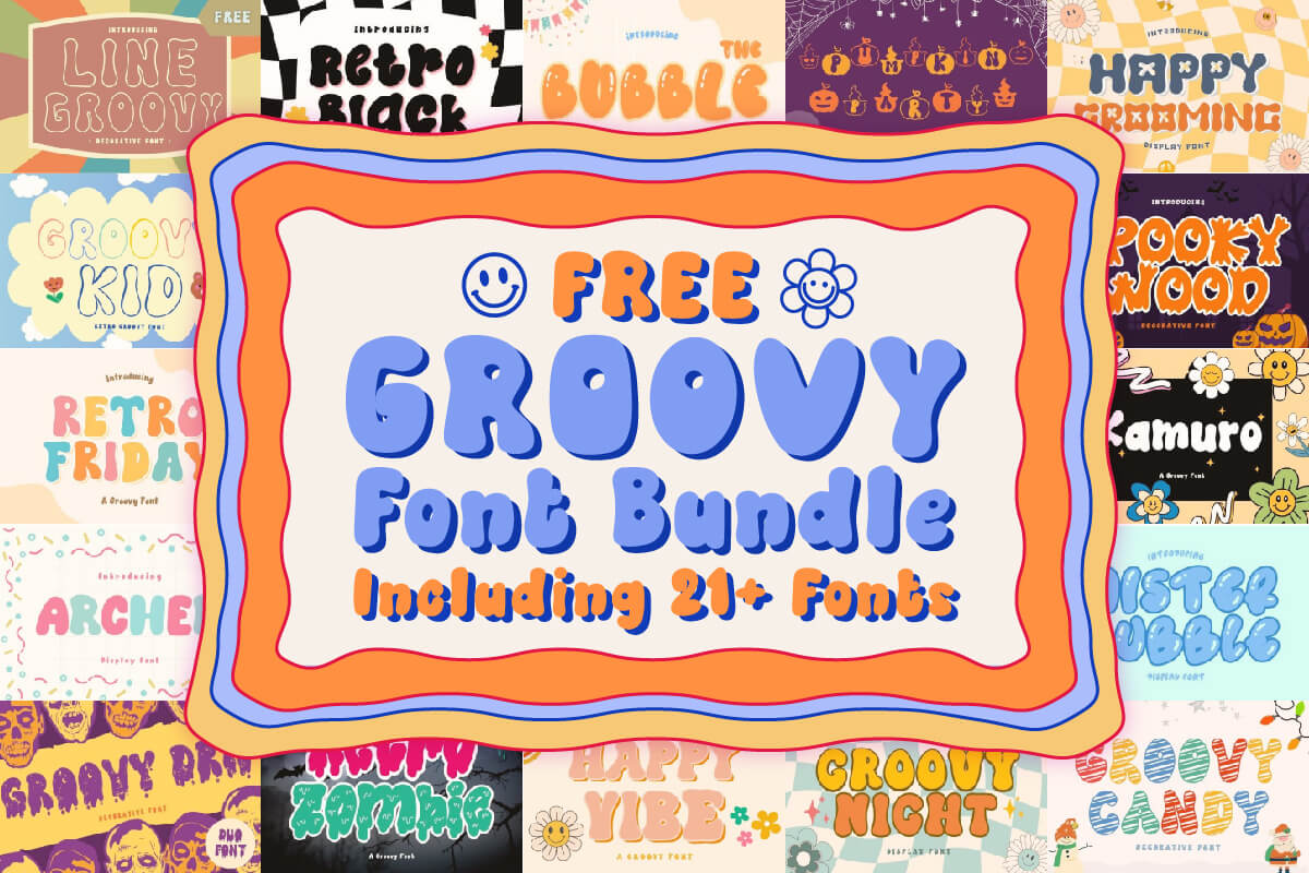 免费获取字体包 Retro Groovy Font Bundle[Windows、macOS][$312→0]