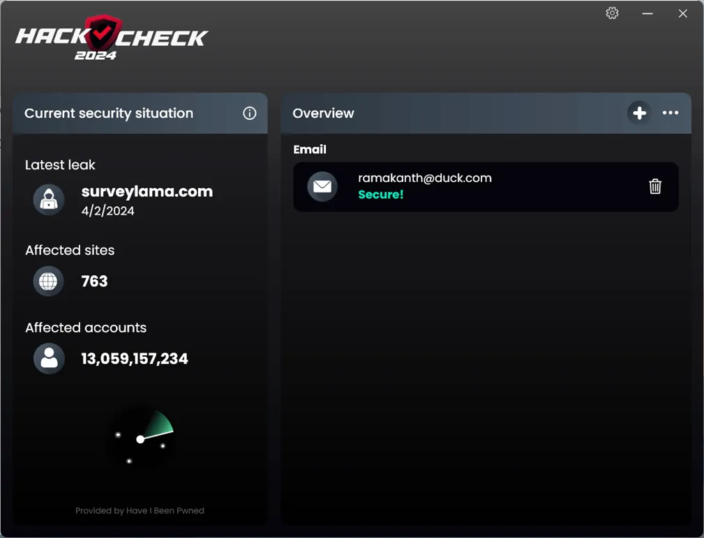 HackCheck - Network Account Security Monitoring Tool [Lizenz auf Lebenszeit][Windows][$29.95→0]