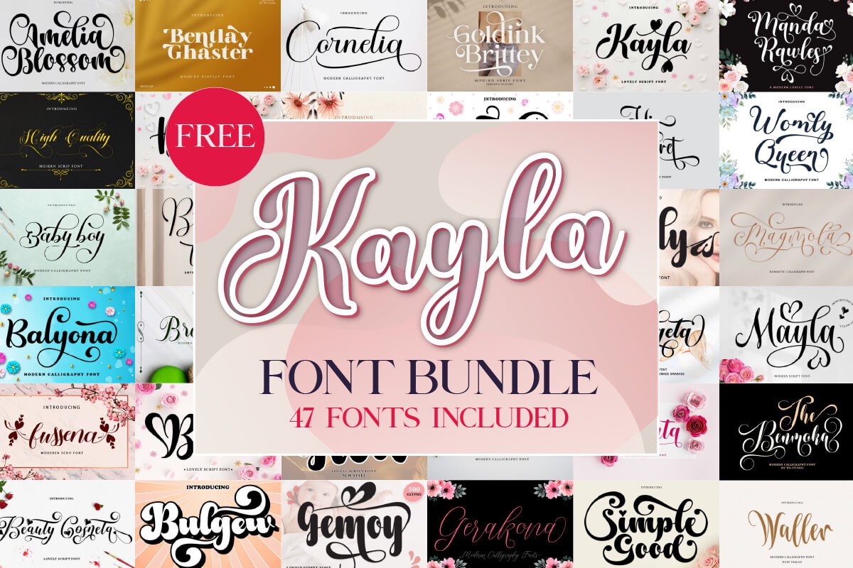 免费获取字体包 Kayla Font Bundle[Windows、macOS][$560→0]