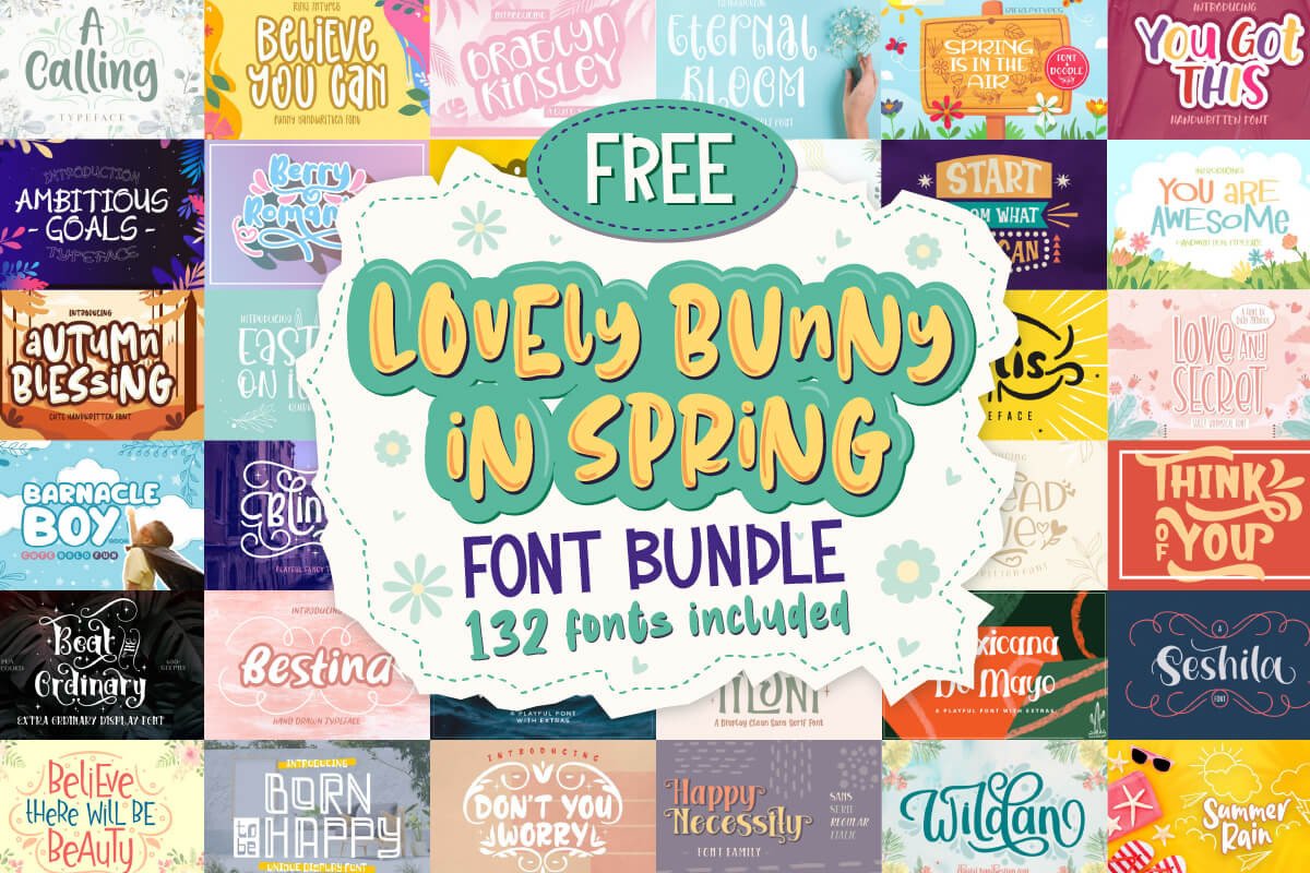 限时免费获取字体包 Lovely Bunny in Spring Font Bundle[Windows、macOS][$1702→0]