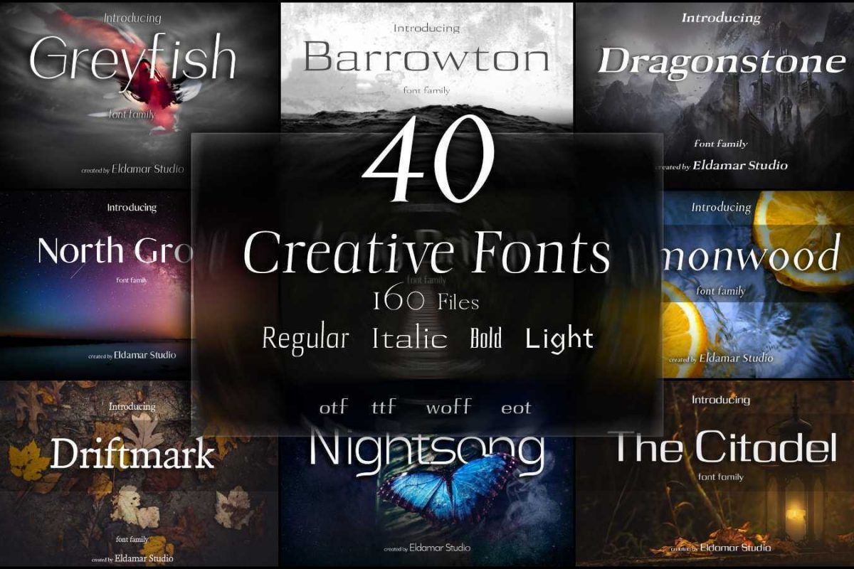 免费获取字体包 40 Creative Fonts[Windows、macOS][$29→0]