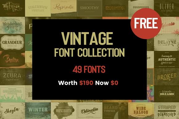 免费获取字体包 Vintage Font Collection Bundle[Windows、macOS][$190→0]