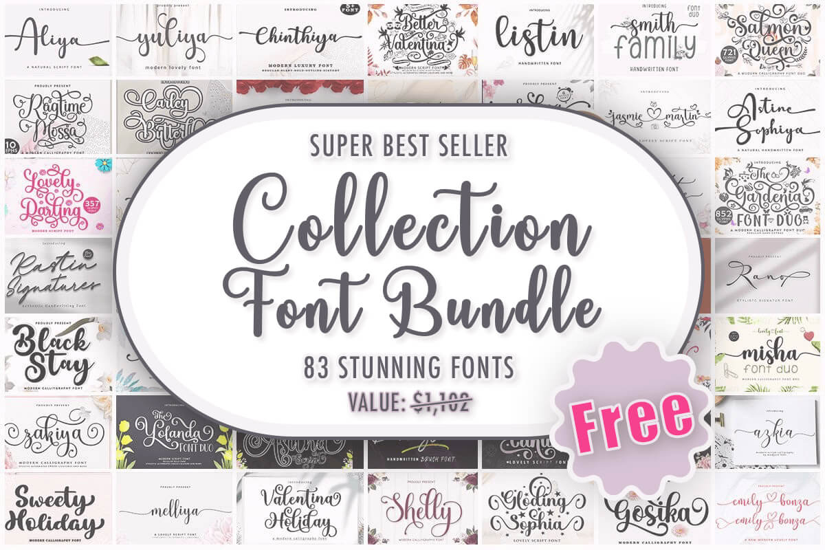 限时免费获取字体包 Super Best Seller Collection Font Bundle[Windows、macOS][$1102→0]