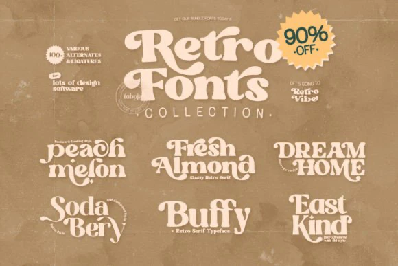 限时免费获取字体包 Retro Fonts Collection[Windows、macOS][$28→0]