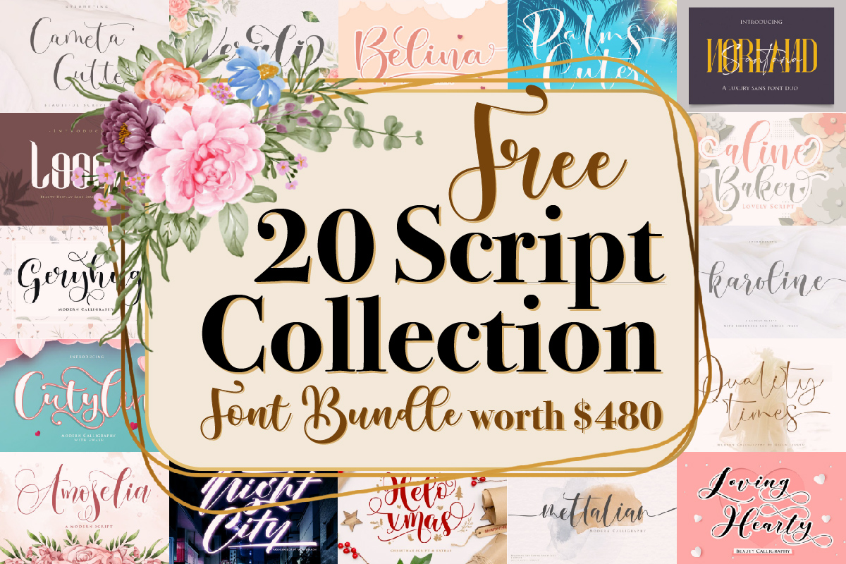 免费获取字体包 Script Fonts Bundle[Windows、macOS][$480→0]