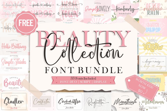 免费获取字体包 Beauty Collection Font Bundle[Windows、macOS][$330→0]