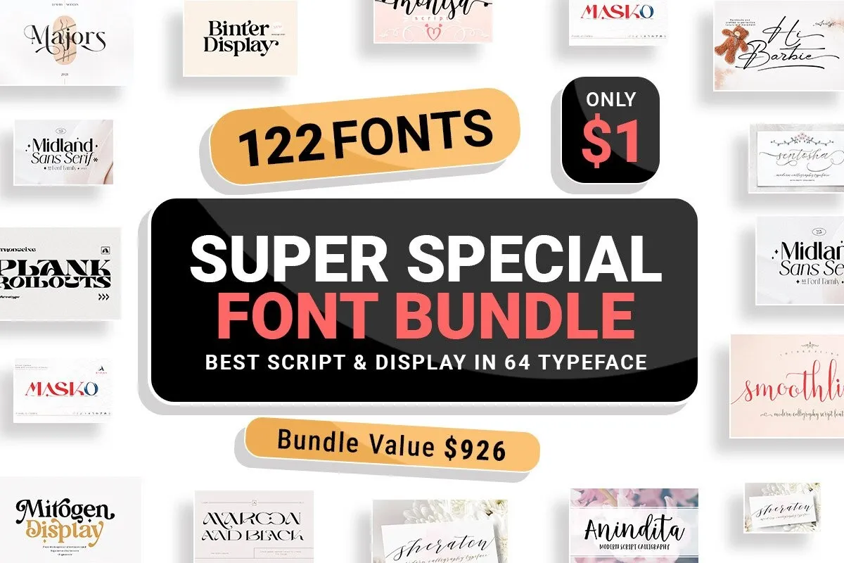 限时免费获取字体包 Super Special Font Bundle[Windows、macOS][$926→0]