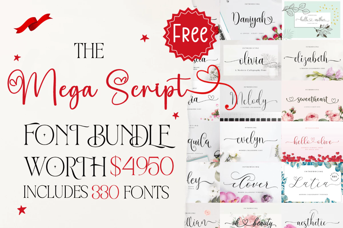 限时免费获取字体包 MEGA Script Font Bundle[Windows、macOS][$4952→0]
