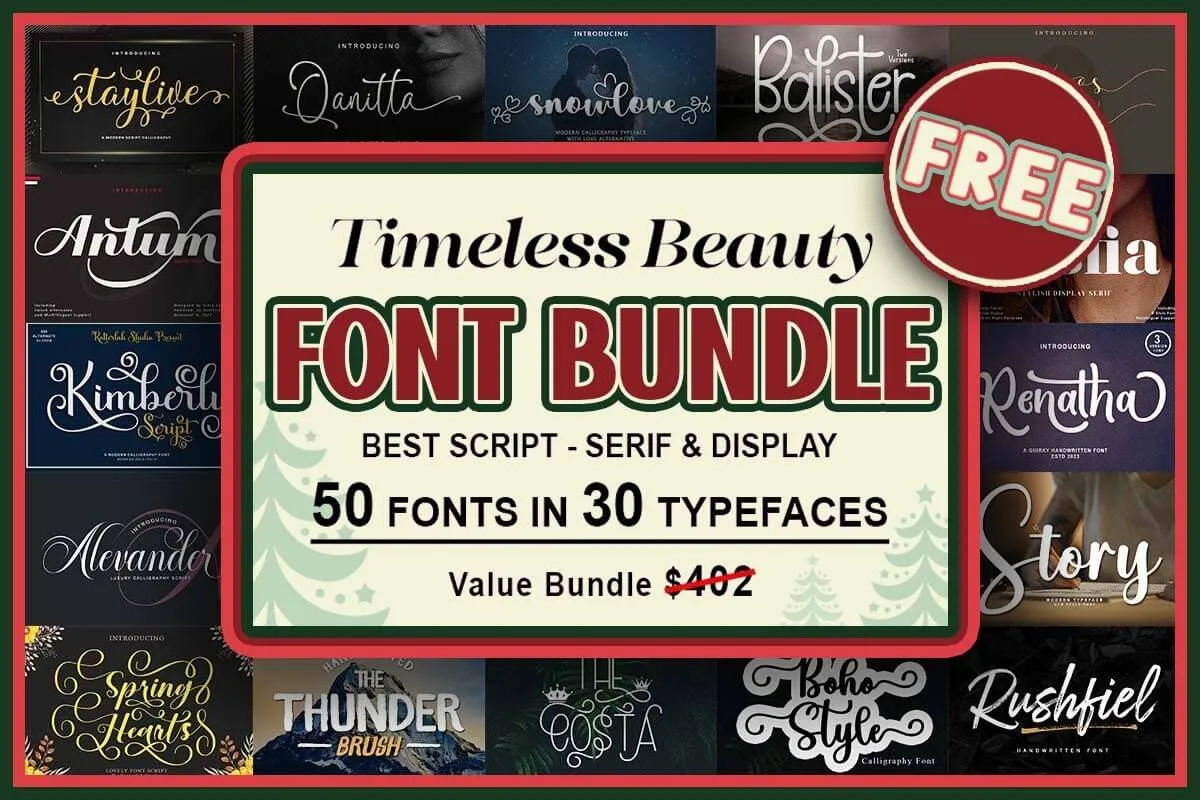 限时免费获取字体包 Timeless Beauty Font Bundle[Windows、macOS][$402→0]