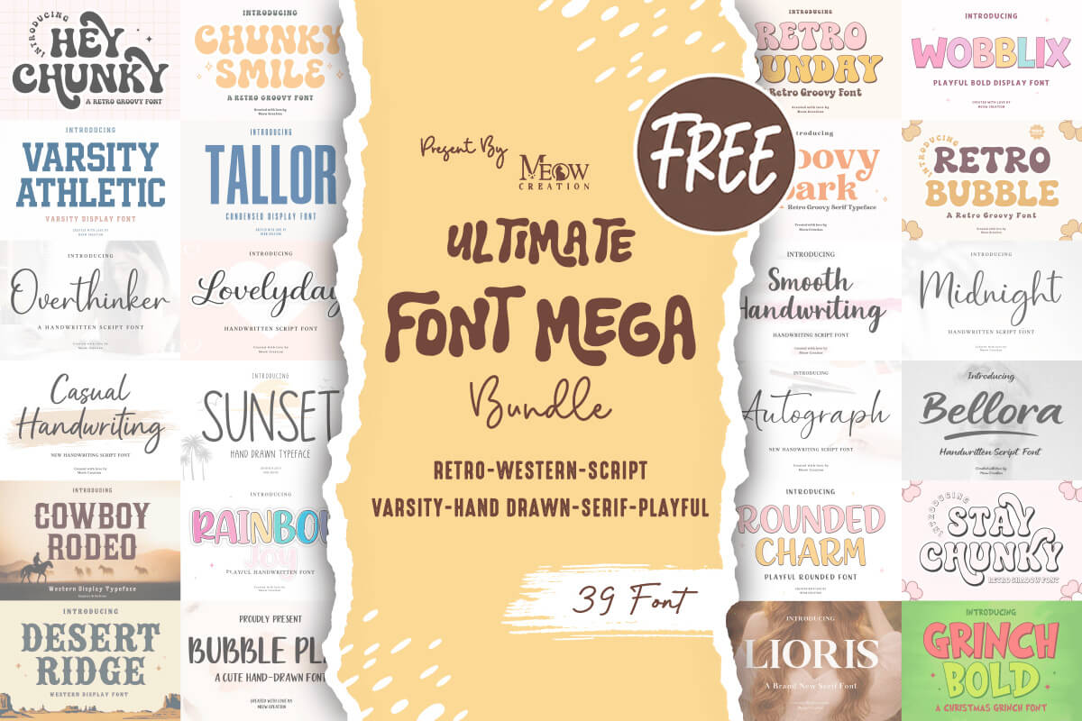 限时免费获取字体包 Ultimate Font Mega Bundle[Windows、macOS][$314→0]