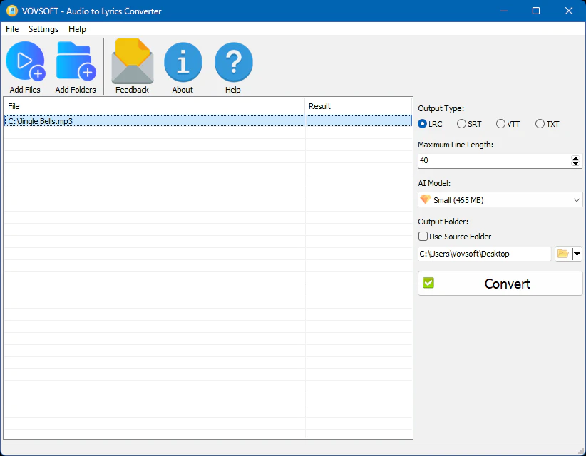 Vovsoft Audio to Lyrics Converter - 音频转歌词工具[Windows][$19→0]-反斗限免