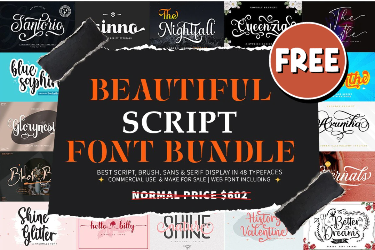 限时免费获取字体包 Beautiful Script Font Bundle[Windows、macOS][$602→0]-反斗限免