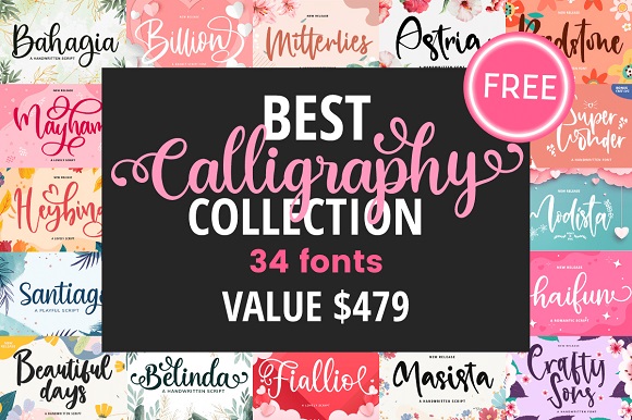 免费获取字体包 Best Calligraphy Fonts Bundle[Windows、macOS][$479→0]