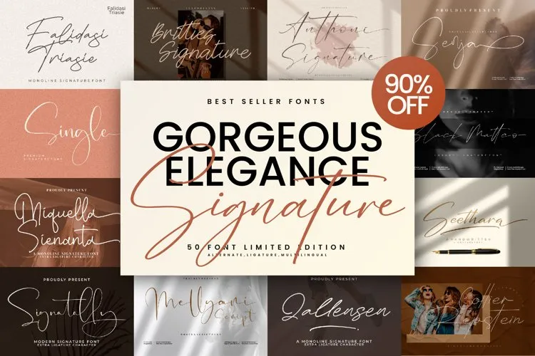 限时免费获取字体包 Gorgeous and Elegant Signature Font Bundle[Windows、macOS][$10→0]-反斗限免