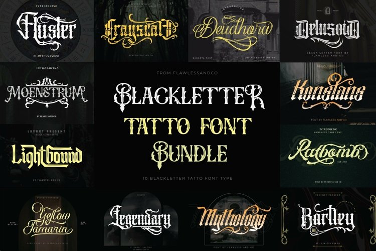 限时免费获取字体包 Blackletter Tattoo Font Bundle[Windows、macOS][$49→0]