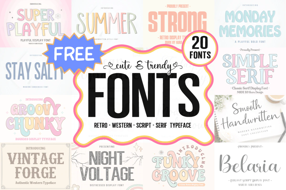 限时免费获取字体包 Cute and Trendy Font Bundle[Windows、macOS]