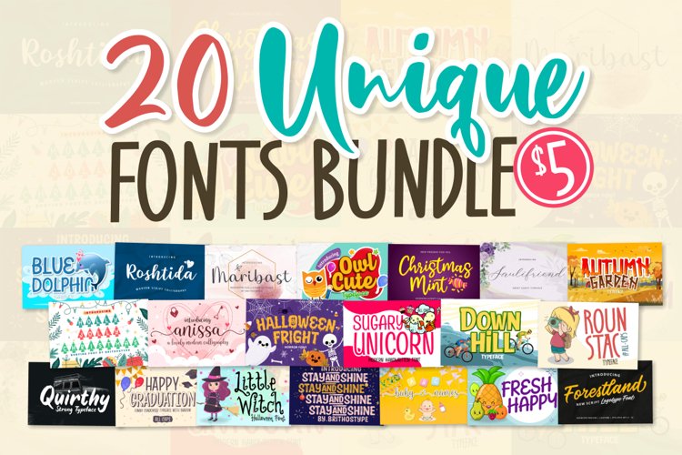 限时免费获取字体包 20 Unique Font Bundle[Windows、macOS][$10→0]