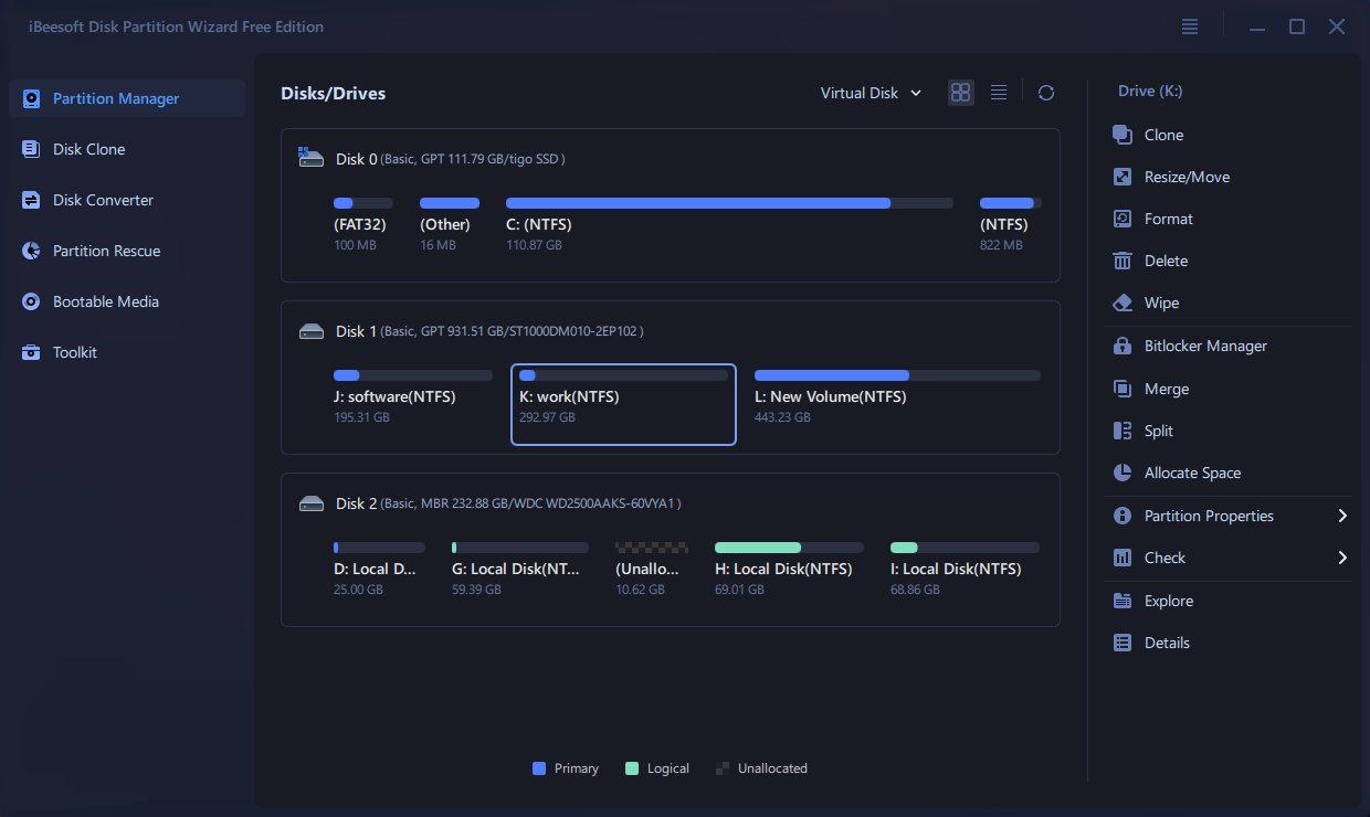 iBeesoft Disk Partition Wizard - 磁盘分区管理工具[Windows][$39.95→0]-反斗限免