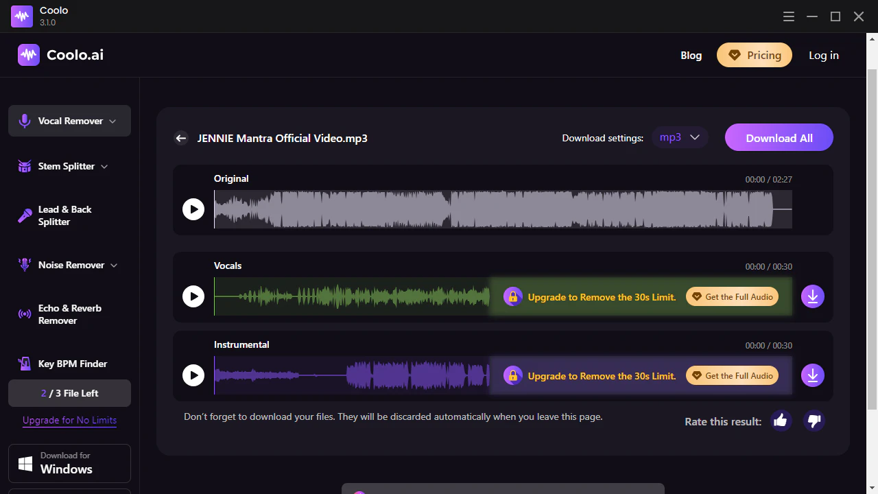 Coolo Vocal Remover - 人声消除工具[Windows]
