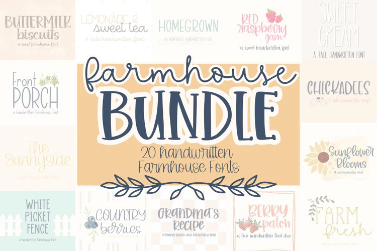 限时免费获取字体包 Farmhouse Handwritten Font Bundle[Windows、macOS][$15→0]