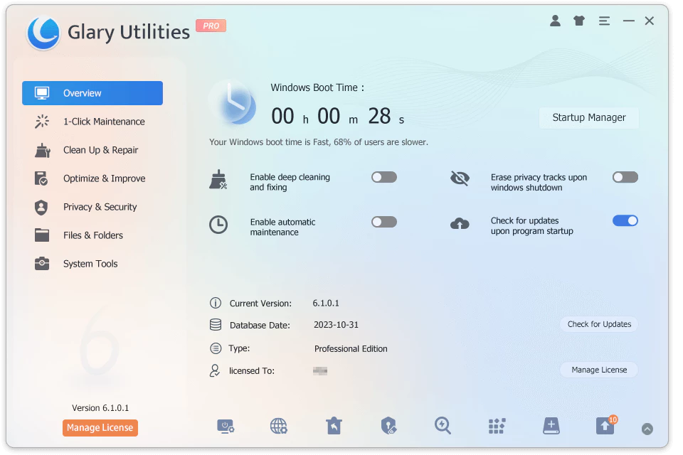 Glary Utilities Pro – 系统优化软件[Windows][$39.95→0]