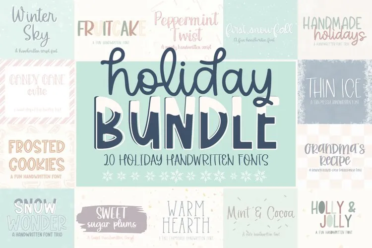 限时免费获取字体包 Holiday Handwritten Font Bundle[Windows、macOS][$16→0]-反斗限免