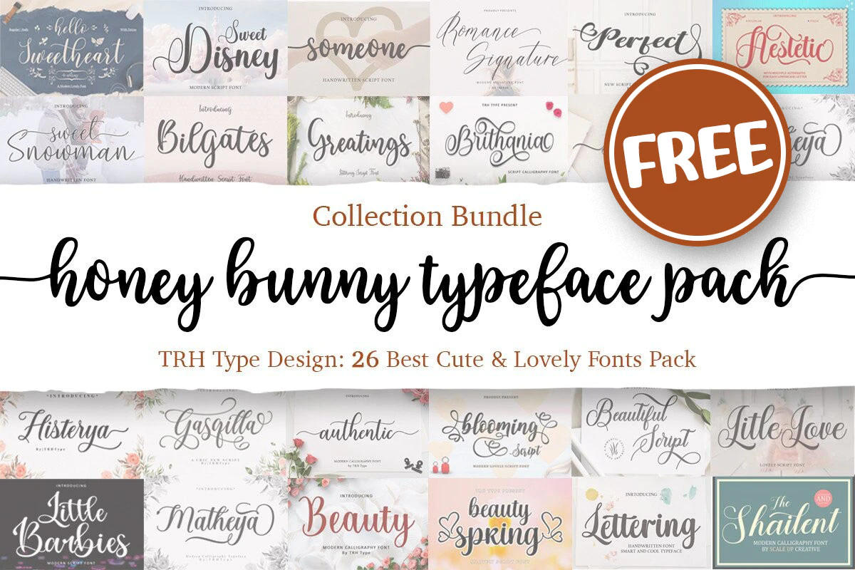 限时免费获取字体包 Honey Bunny Typeface Pack[Windows、macOS][$306→0]-反斗限免