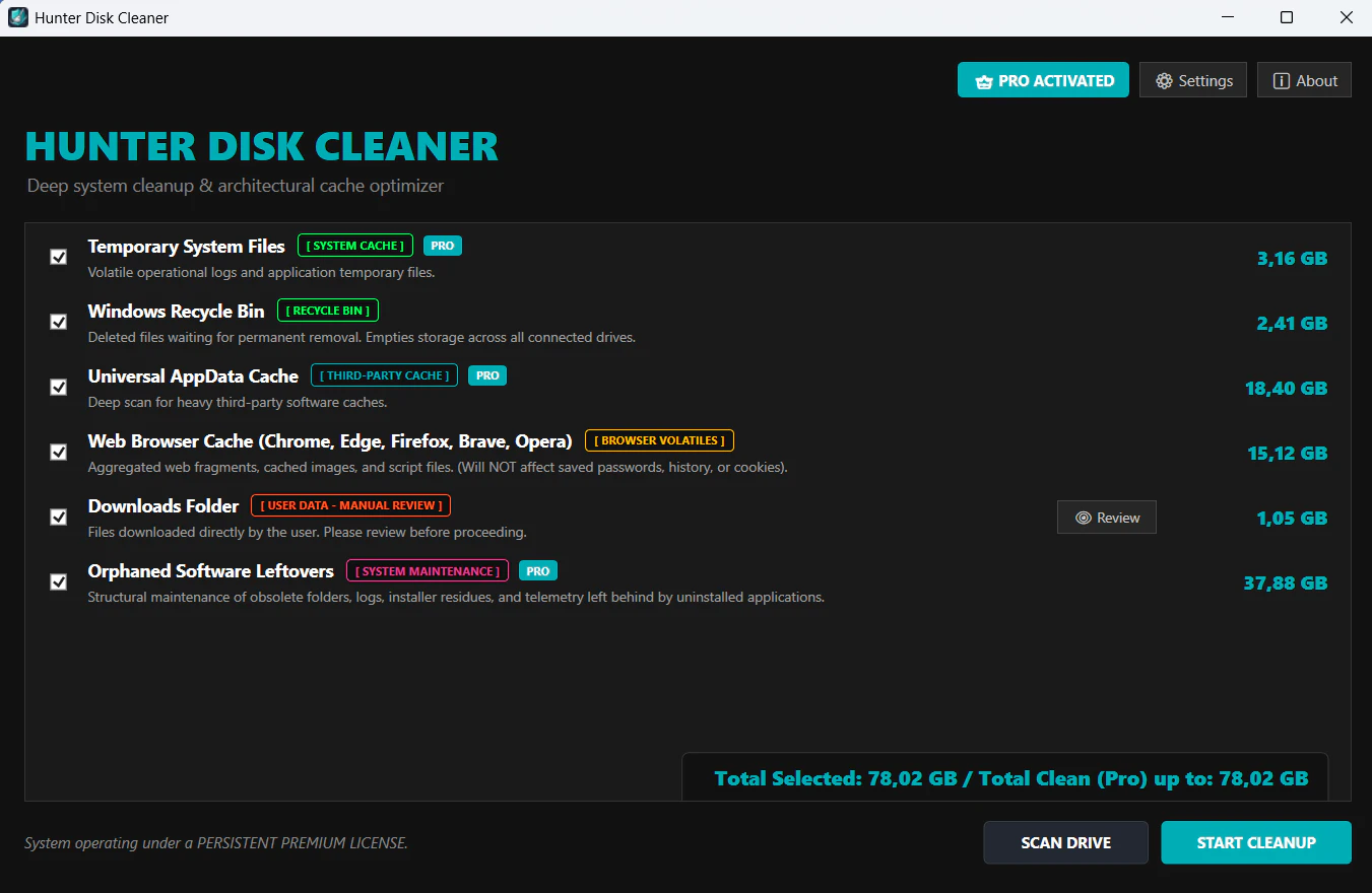 Hunter Disk Cleaner Pro - 磁盘清理工具[Windows][$29→0]