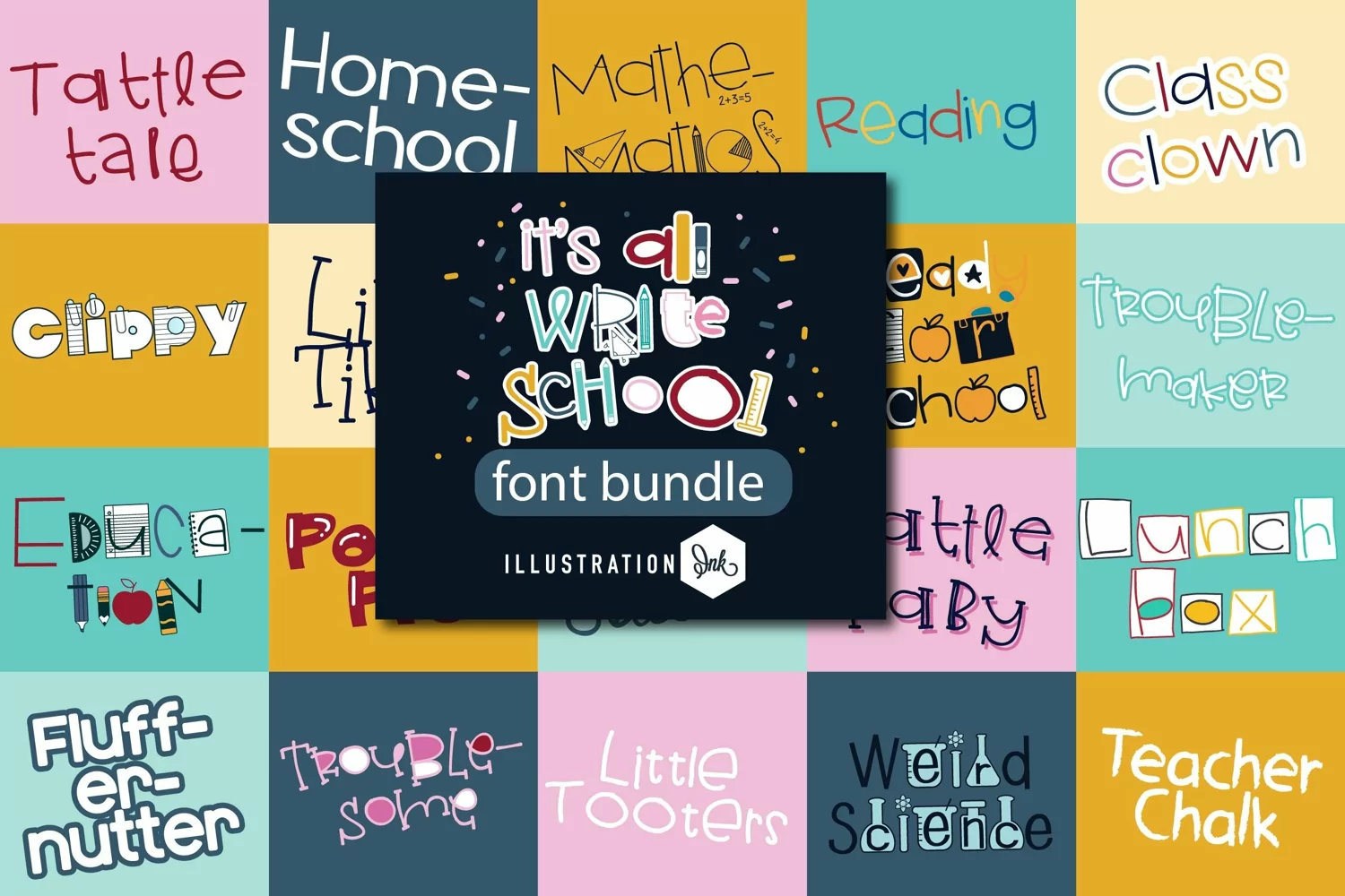 限时免费获取字体包 It's All Write School Font Bundle[Windows、macOS][$10→0]
