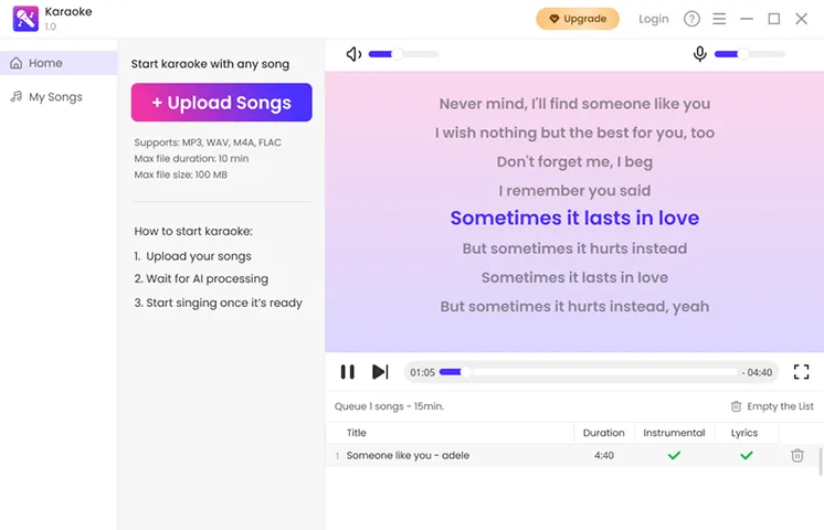 KaraUp - AI 驱动的卡拉 OK 播放器[Windows][$9.99→0]-反斗限免