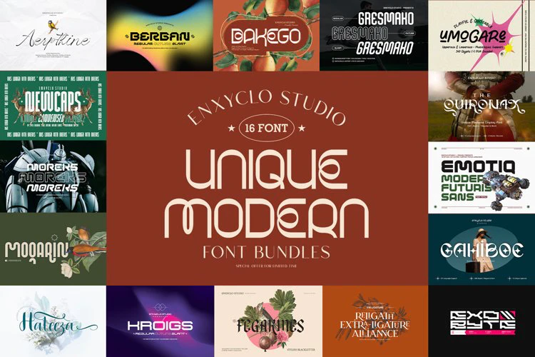 限时免费获取字体包 UNIQUE MODERN FONT BUNDLE - VOL.01[Windows、macOS][$35→0]