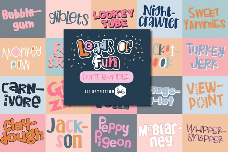 限时免费获取字体包 Loads of Fun Font Bundle[Windows、macOS][$10→0]-反斗限免