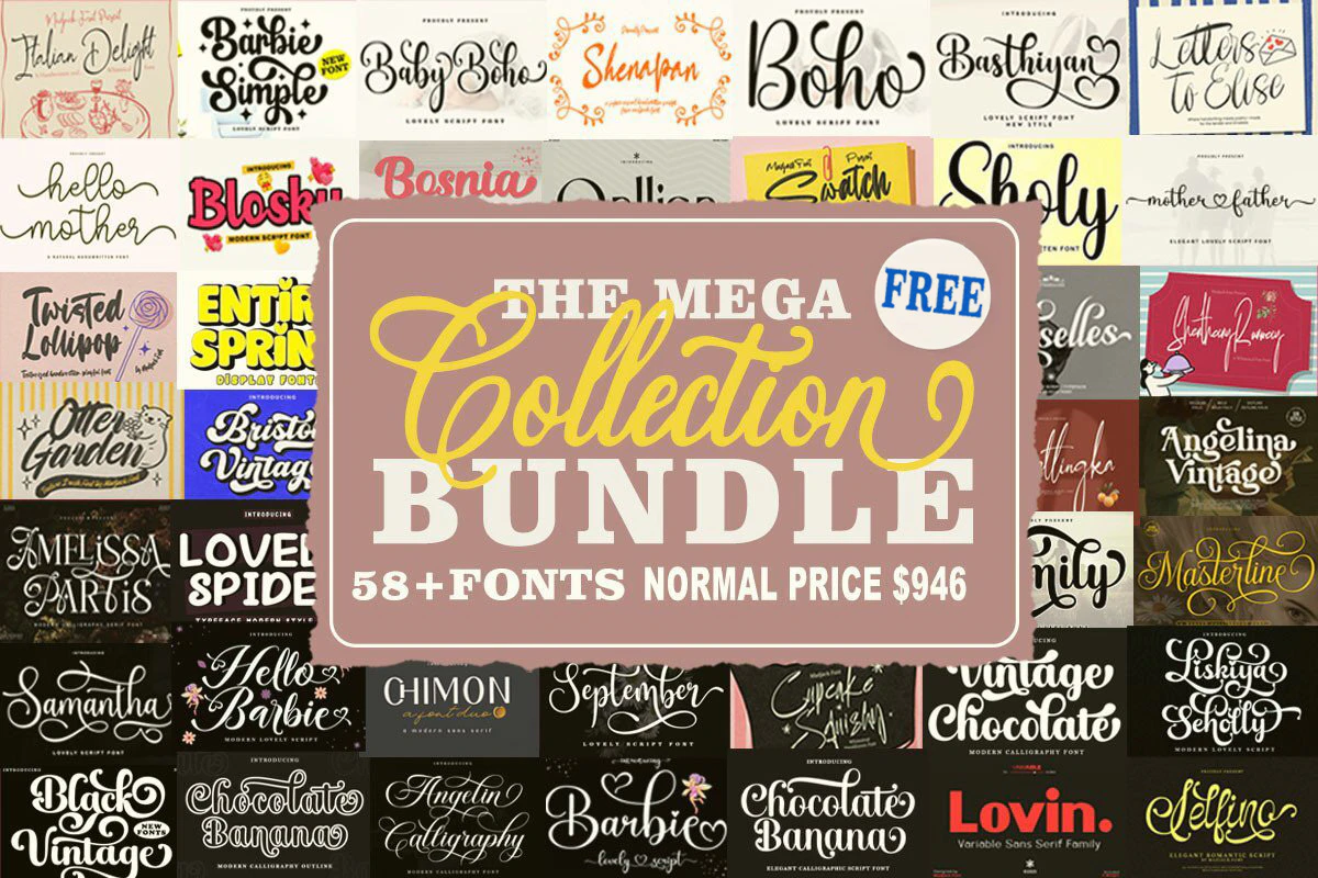 限时免费获取字体包 Mega Collection Font Bundle[Windows、macOS][$946→0]