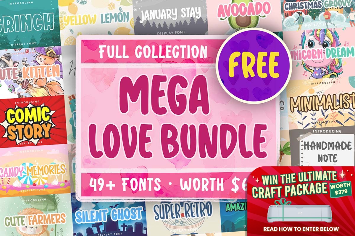 免费获取字体包 Mega Collection Love Font Bundle[Windows、macOS][$600→0]