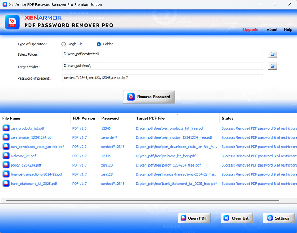 XenArmor PDF Password Remover Pro - PDF 文档密码移除工具[Windows][$19.95→0]