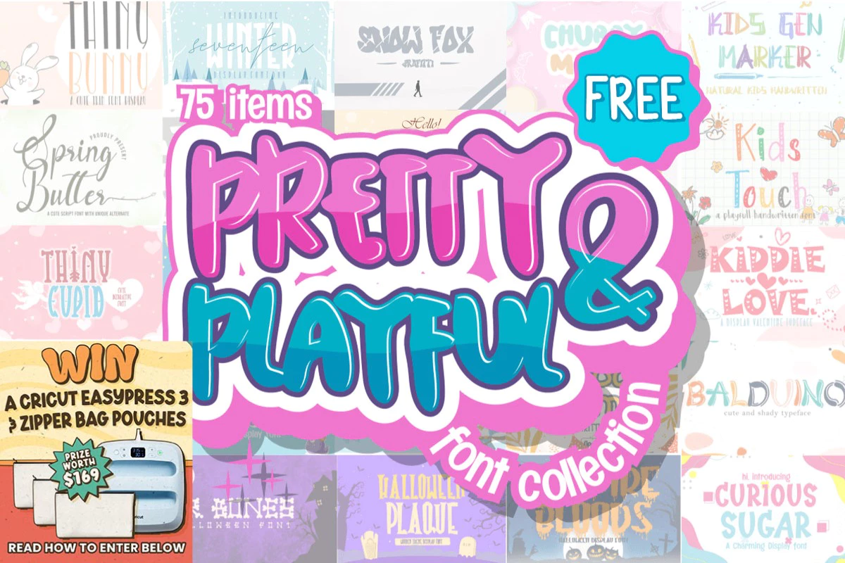 免费获取字体包 Pretty & Playful Font Bundle[Windows、macOS][$851→0]