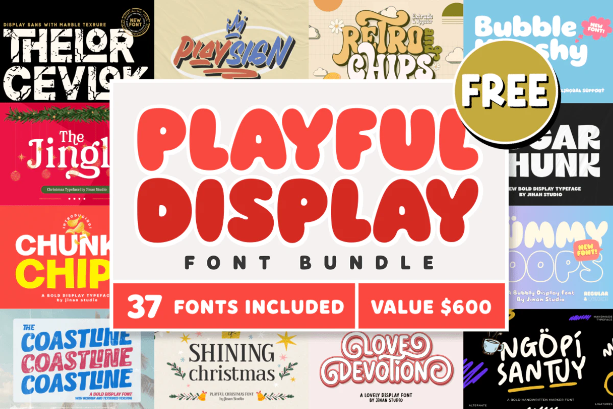 限时免费获取字体包 Playful Display Font Bundle[Windows、macOS][$600→0]