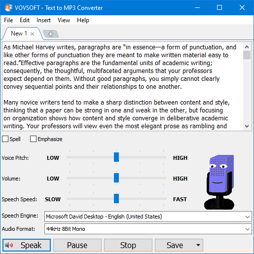 VOVSOFT Text to MP3 Converter - 将文本转换为音频文件[Windows][$19→0]