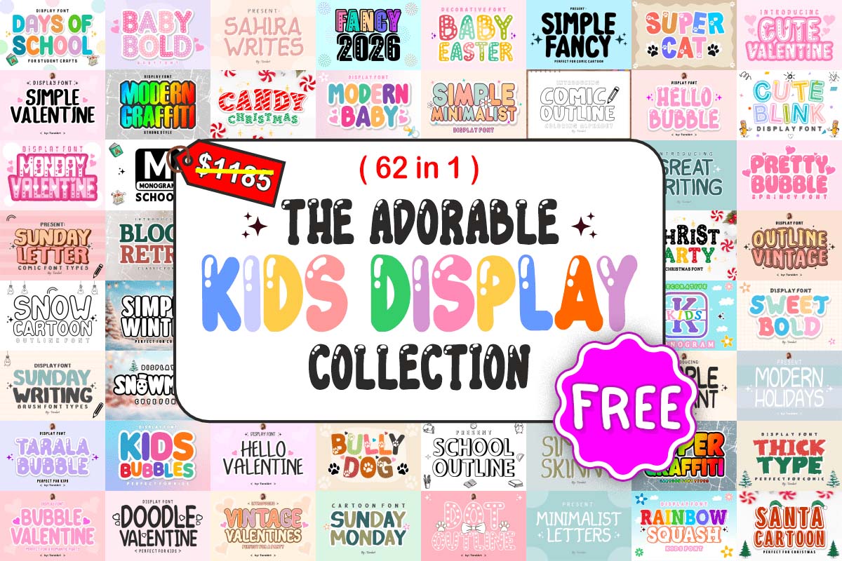 限时免费获取字体包 The Adorable Kids Display Collection[Windows、macOS][$1185→0]