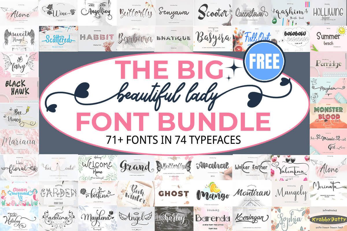 限时免费获取字体包 The Beautiful Lady Font Big Bundle[Windows、macOS][$1092→0]